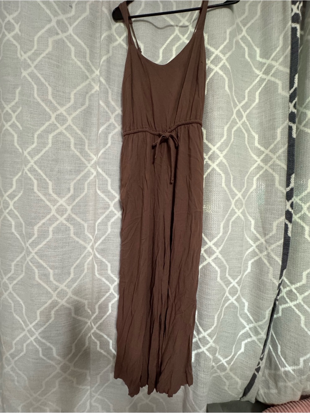 Women's Brown Sleeveless Jumpsuit with Tie Waist
